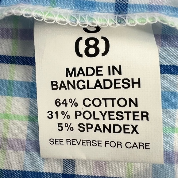 Chaps Blue Plaid Stretch Button Up Long Sleeve Shirt Size Small (8) Boy's - Picture 6 of 6